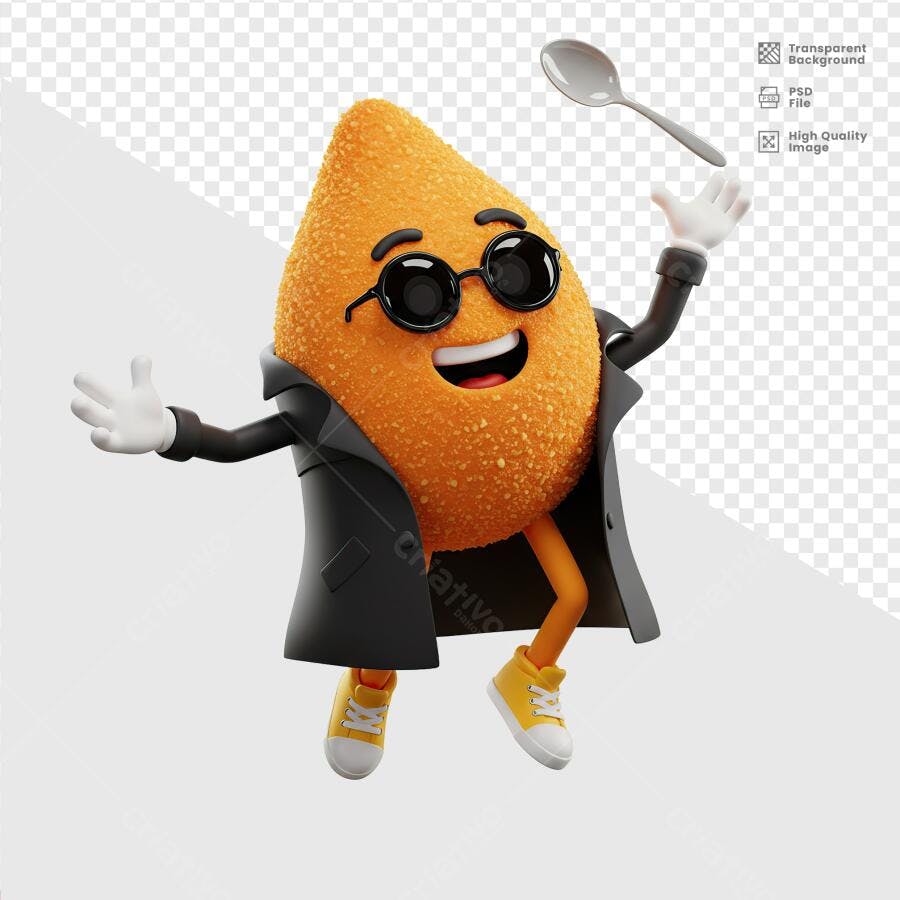 Mascote Bolinha de Queijo PSD Editável