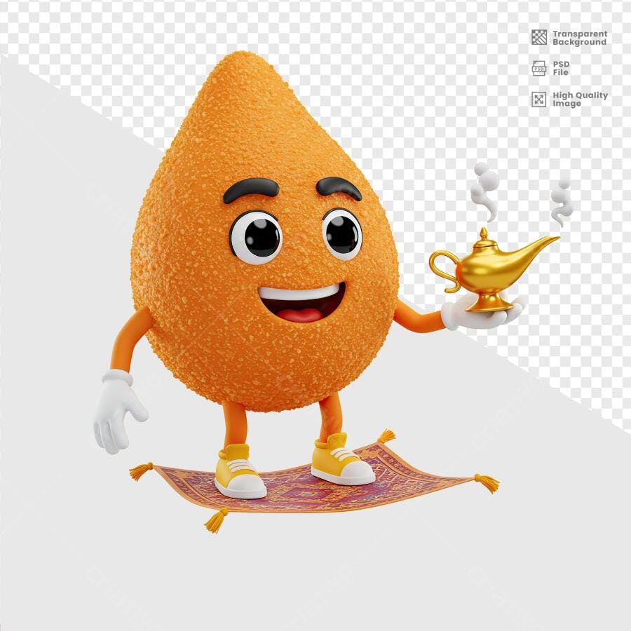 Personagem Bolinha de Queijo em Tapete Mágico PSD Editável