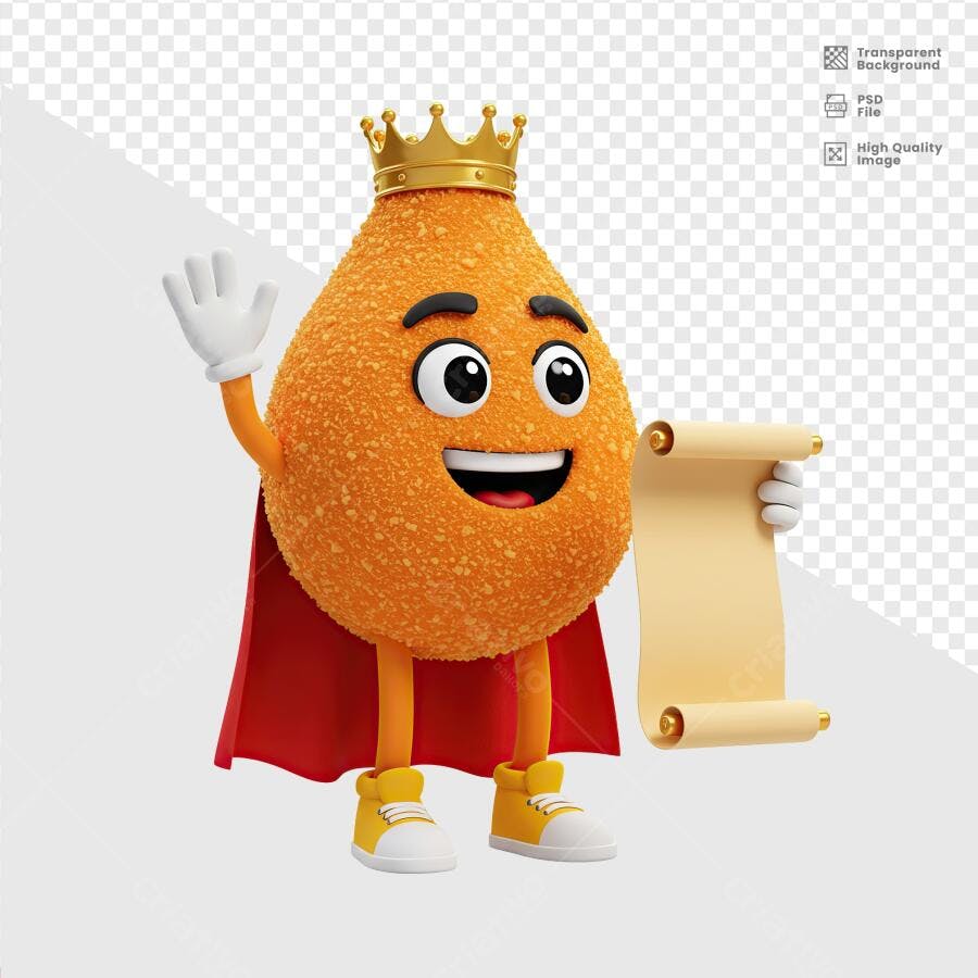 Mascote Bolinha de Queijo Dia Nacional do Bolinho de Queijo PSD Editável