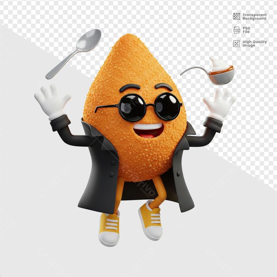 Mascote Bolinha de Queijo PSD Editável