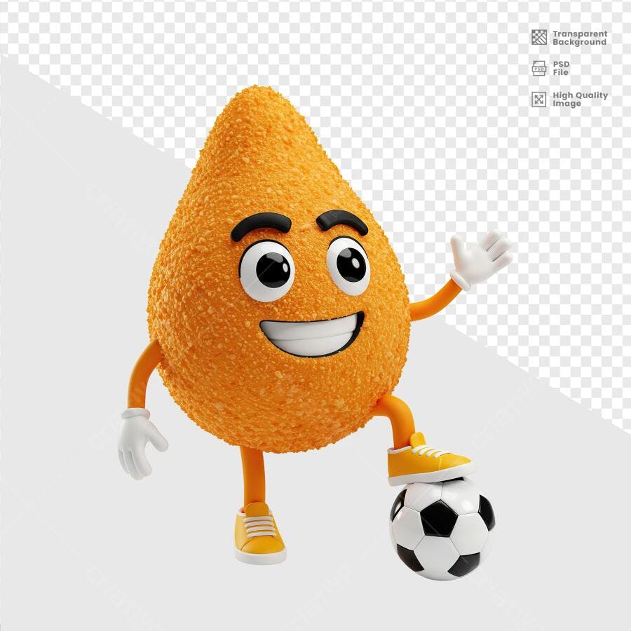Mascote Bolinha de Queijo Copa do Mundo PSD Editável