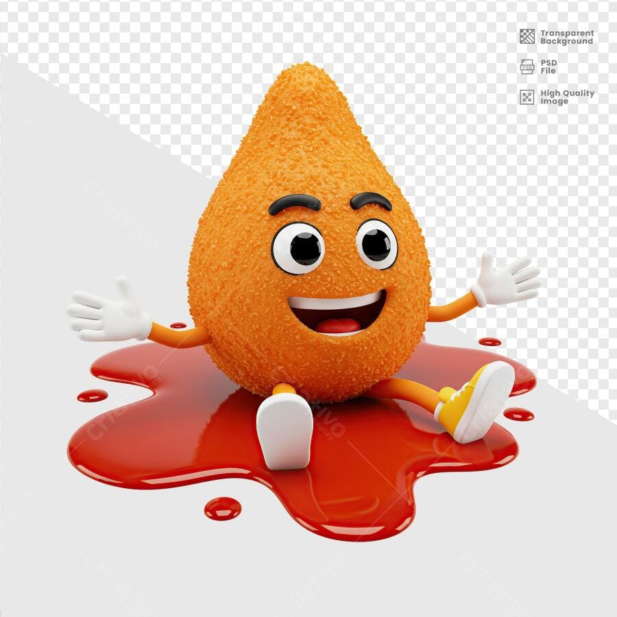 Mascote Bolinha de Queijo Dia do Bolinho PSD Editável
