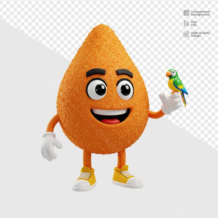 Mascote Bolinha de Queijo Dia do Amigo PSD Editável