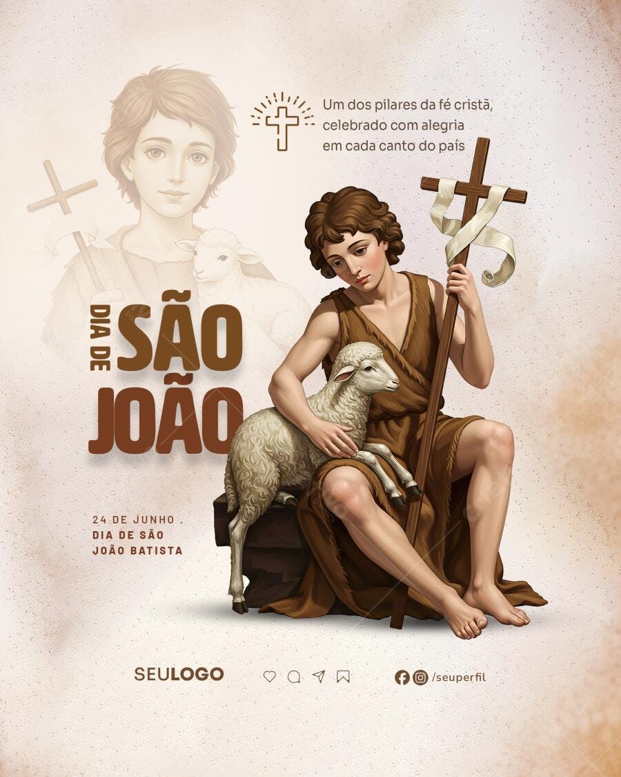 Flyer Dia de São João Batista PSD Editável
