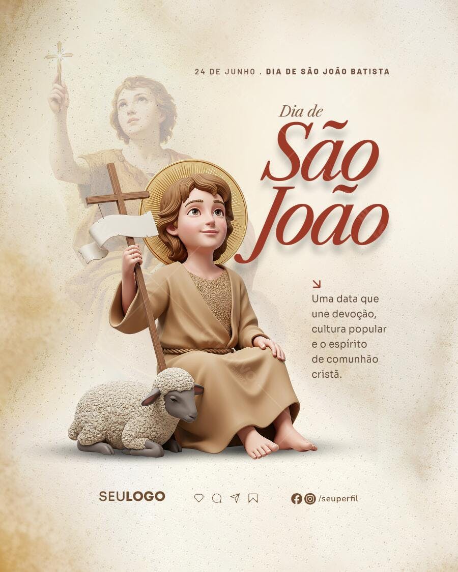 Flyer Dia de São João Batista PSD Editável