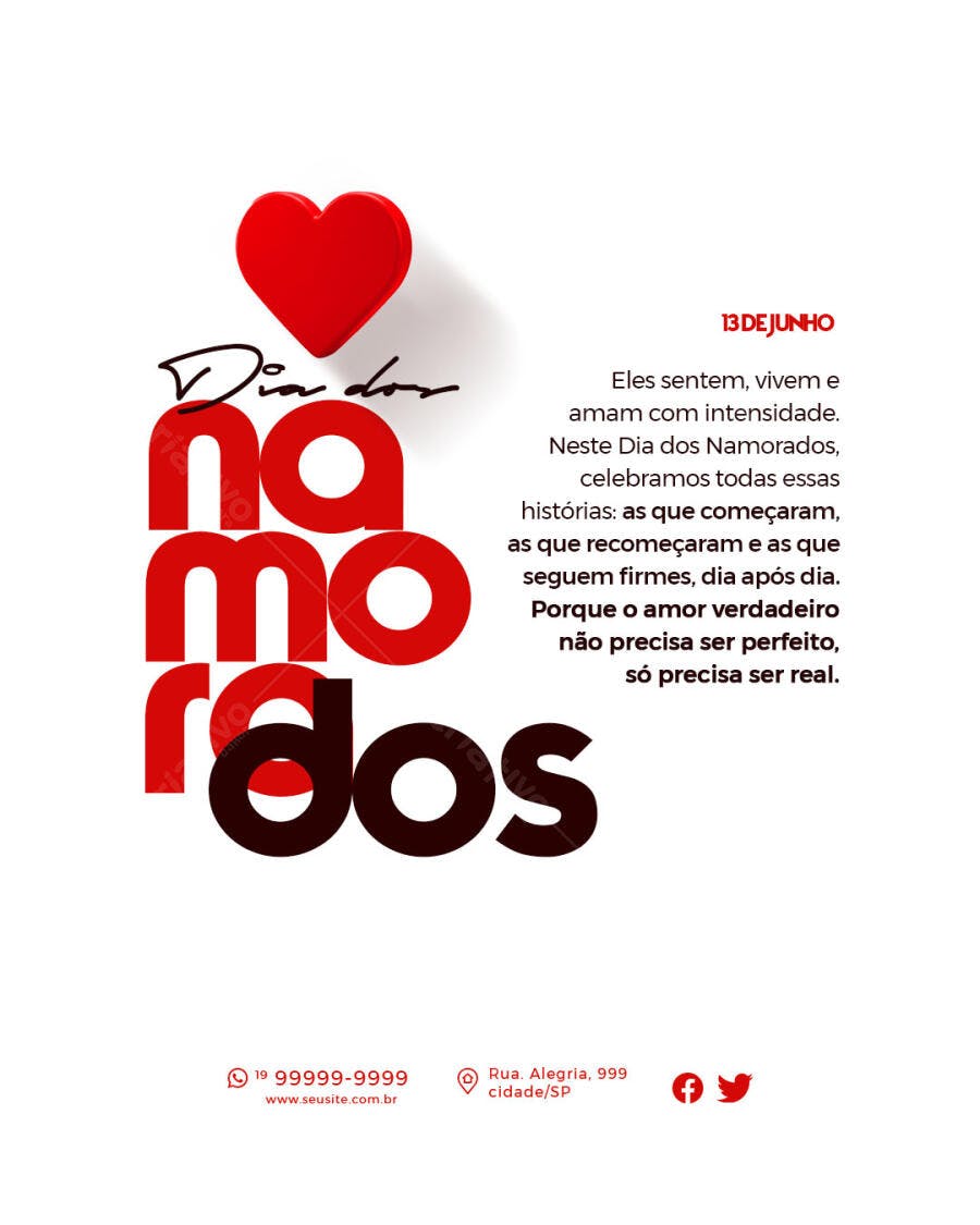 Flyer Dia dos Namorados 13 de Junho PSD Editável