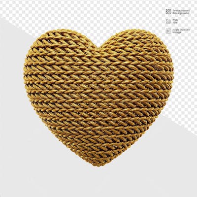 ELELEMENTO 3D DOURADO CORACAO  3