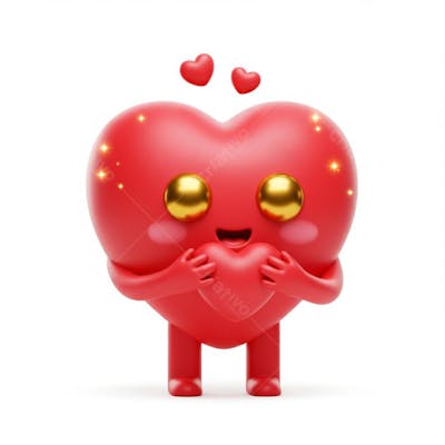 Personagem 3D de coração Cartoon IA