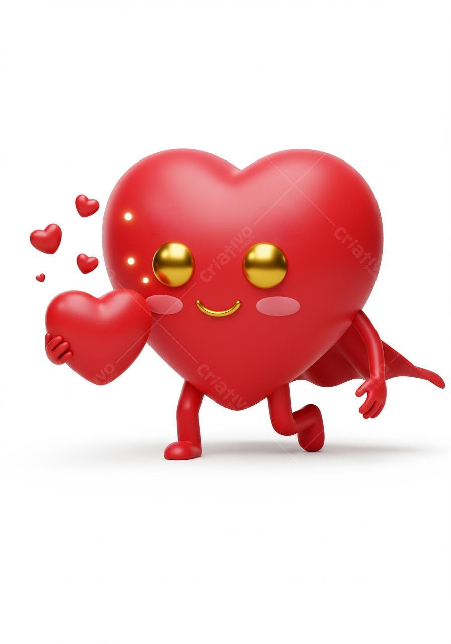 Coração super-herói entregando amor