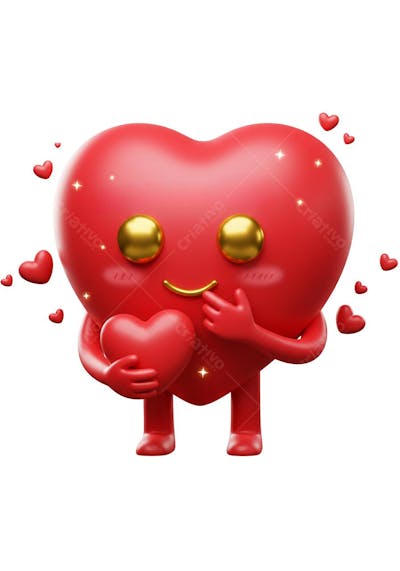 Personagem 3D de coração png Cartoon IA