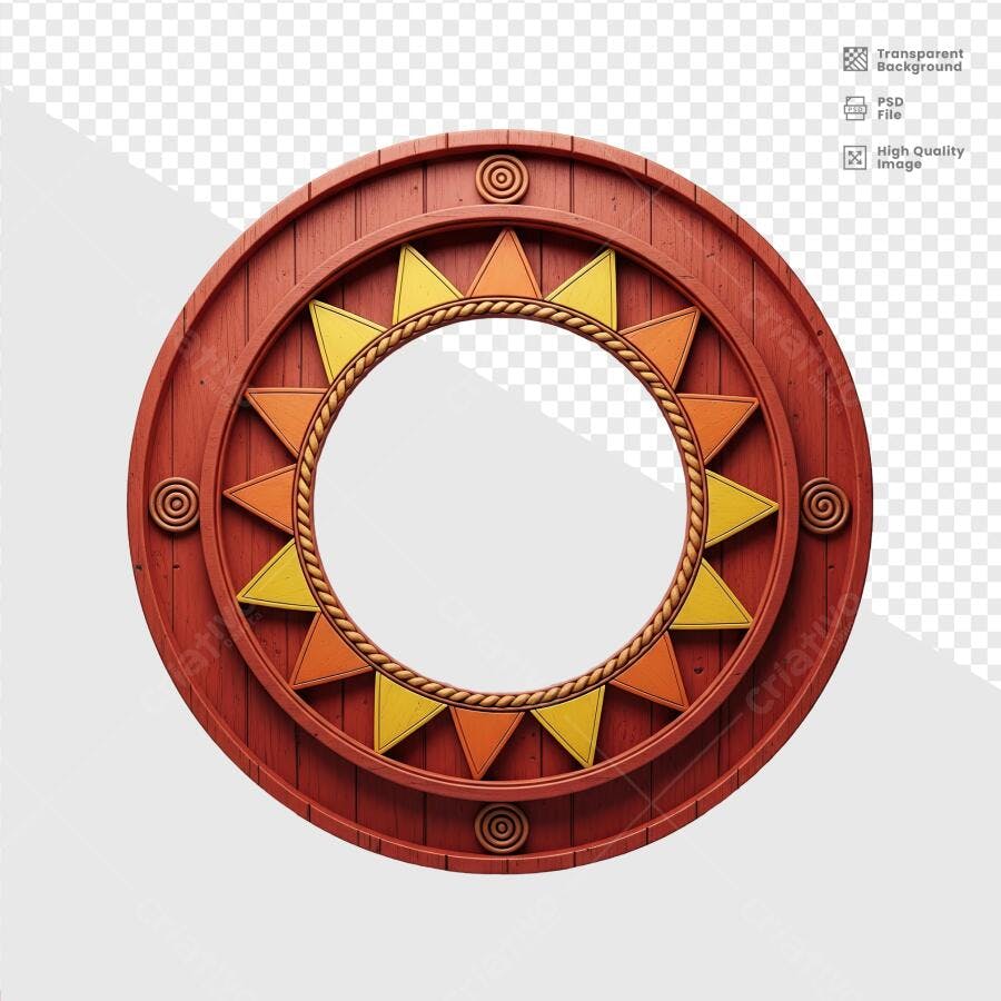 Moldura Circular Vermelha e Amarela PSD Editável