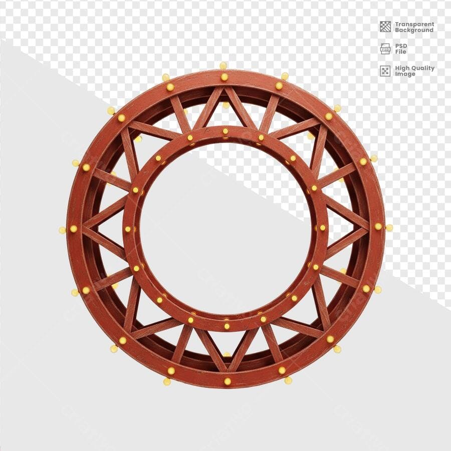 Moldura Circular em Madeira PSD Editável