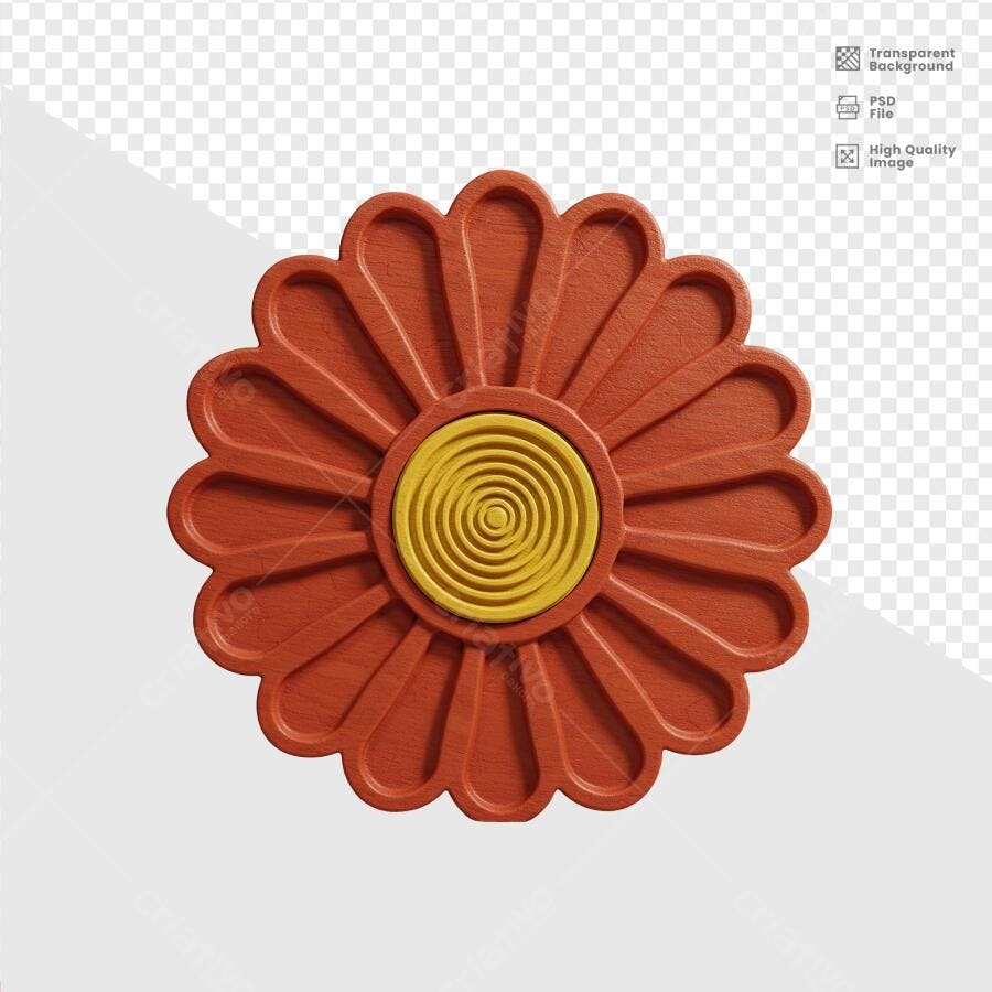 Adorno Floral Vermelho e Amarelo PSD Editável