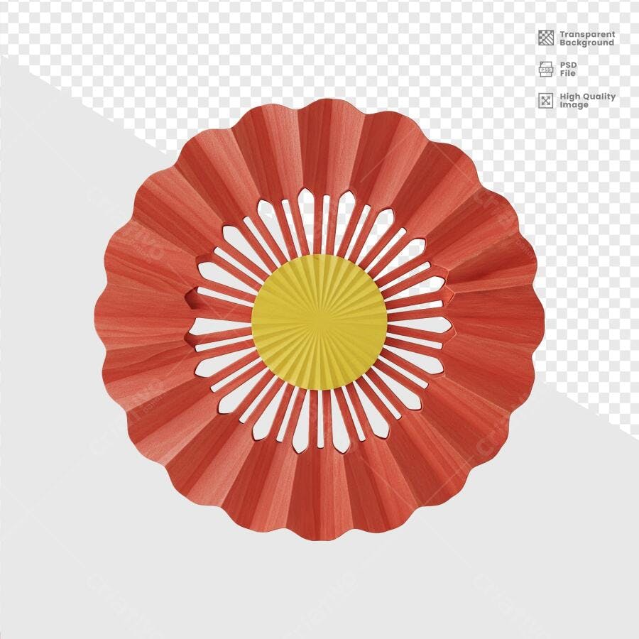 Adorno Floral Vermelho e Amarelo PSD Editável