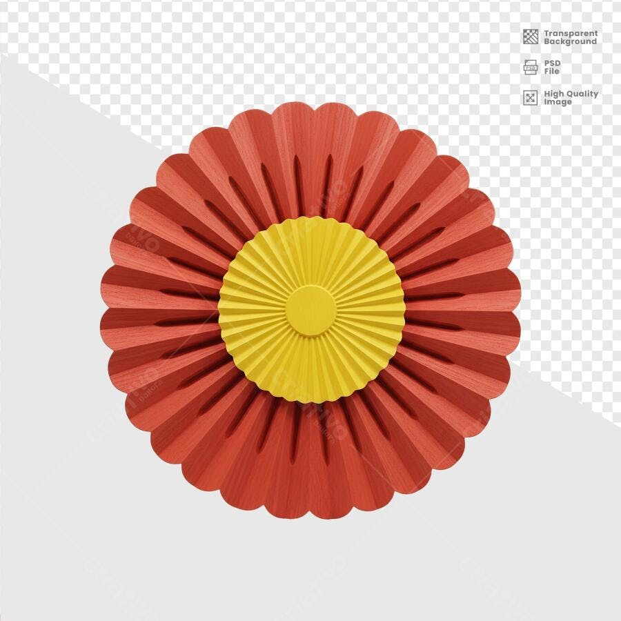 Adorno Floral Vermelho e Amarelo PSD Editável