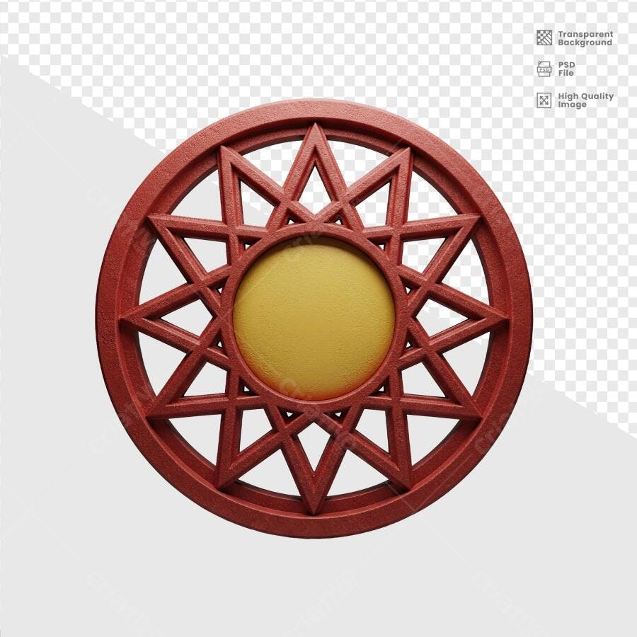 Moldura Circular Vermelha e Dourada PSD Editável