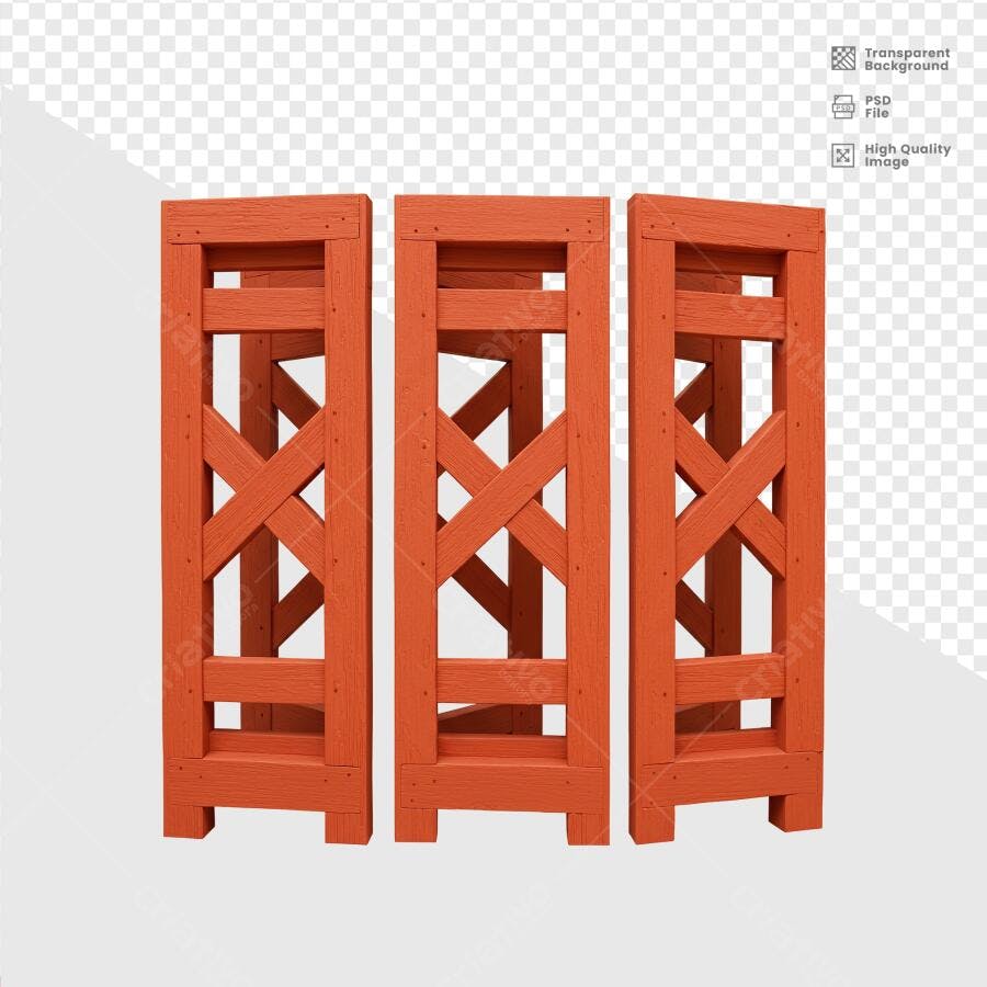 Psd Divisória de Madeira Laranja para Decoração de Ambientes PSD Editável
