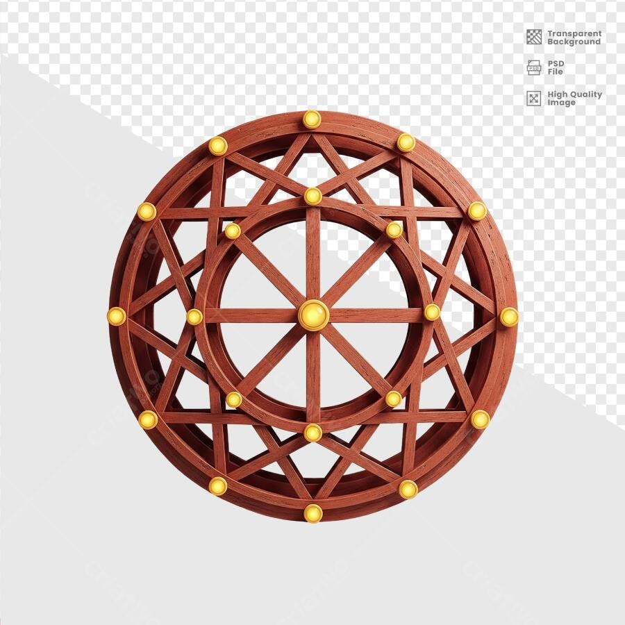 Moldura Circular de Madeira PSD Editável