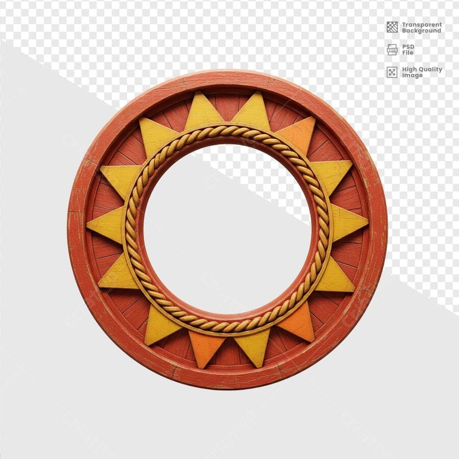 Moldura Circular Vermelha e Amarela PSD Editável