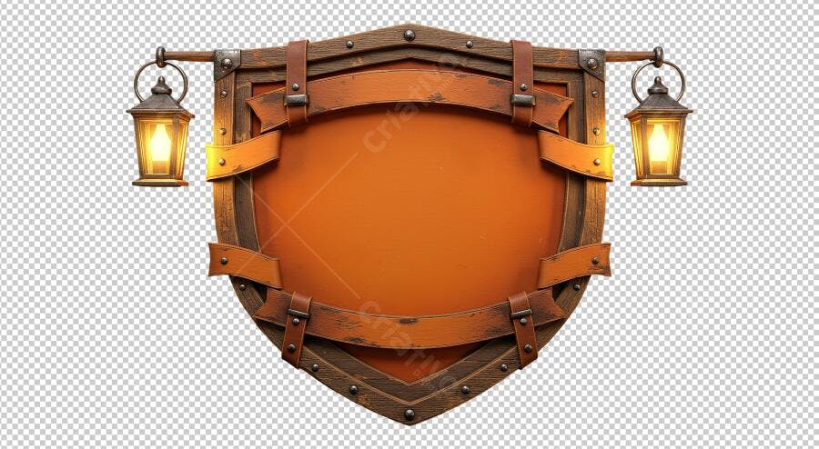 Banner medieval PNG com fundo transparente