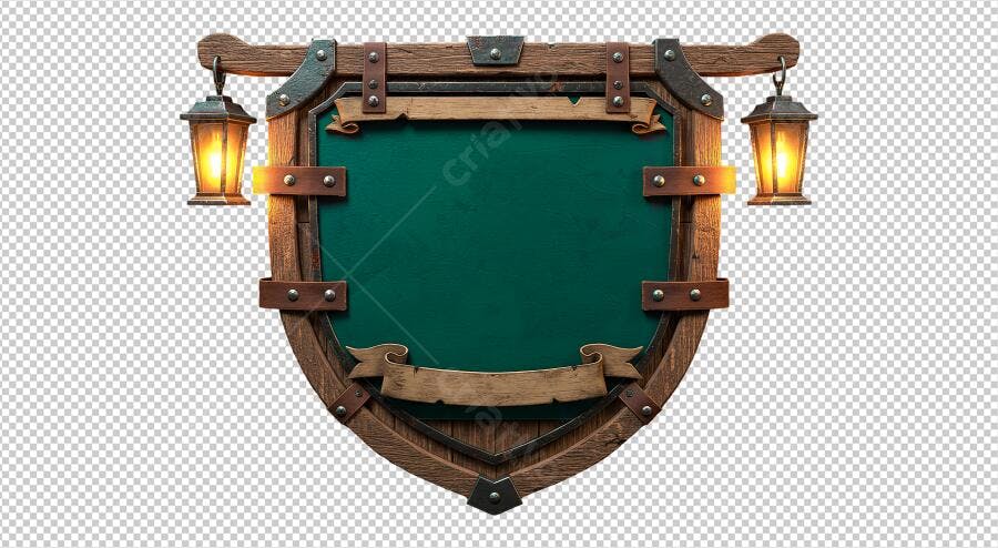 Banner medieval PNG com fundo transparente