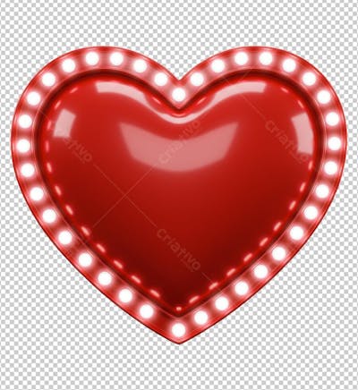 Coração Retro Vintage Vermelho com Luzes png