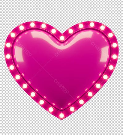 Coração Vintage Rosa com Luzes Led PNG