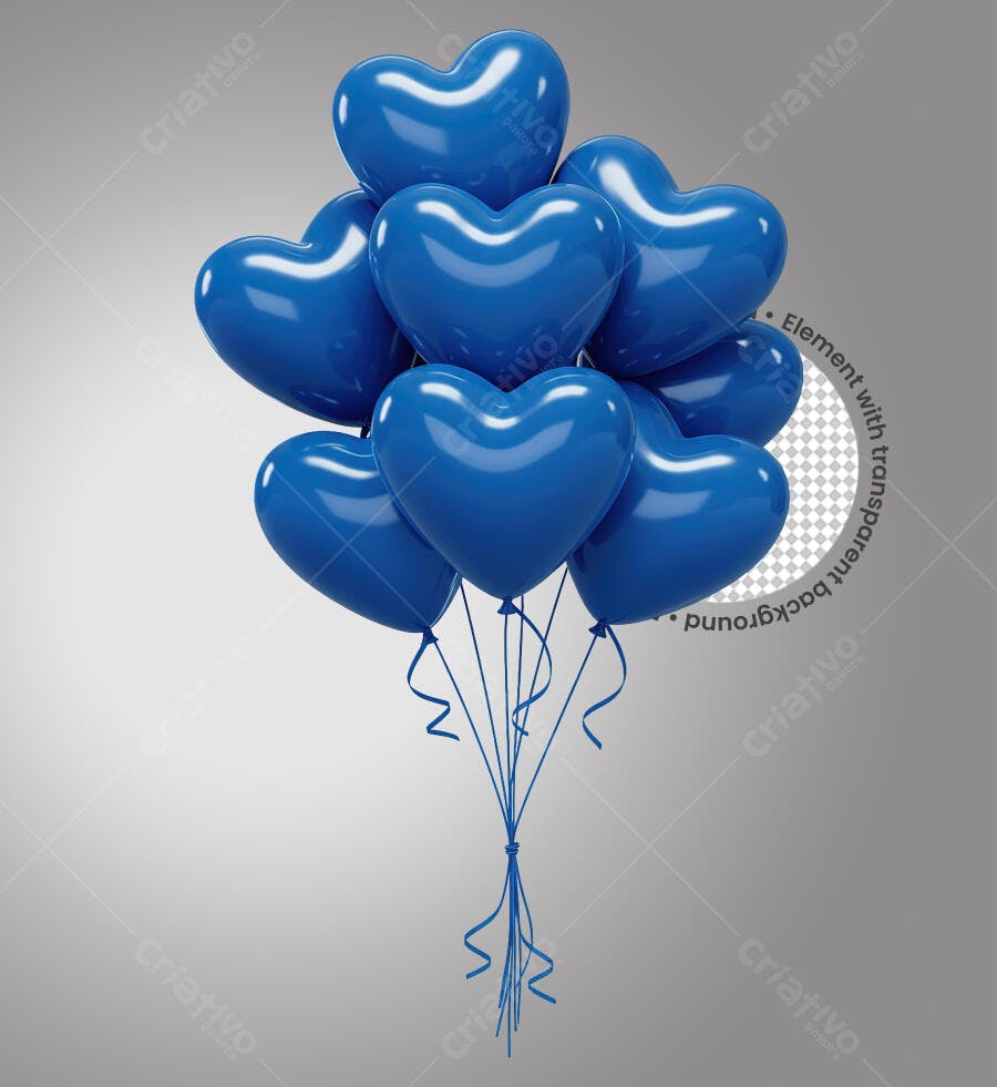 Balões em formato de coração PNG com fundo transparente