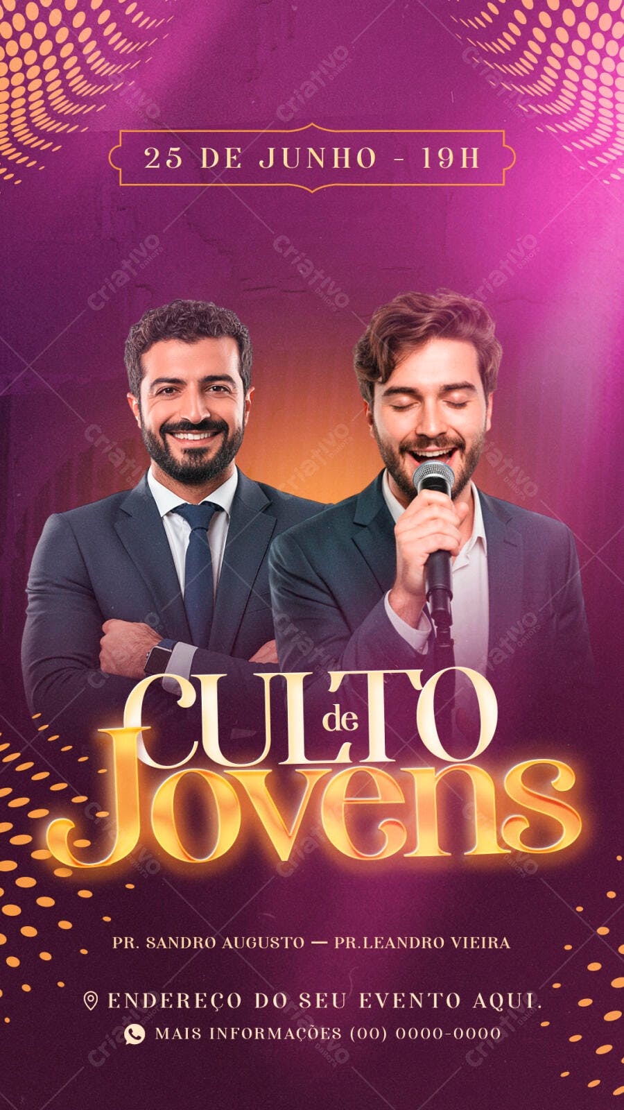 Flyer para Culto de Jovens 25 de Junho PSD Editável