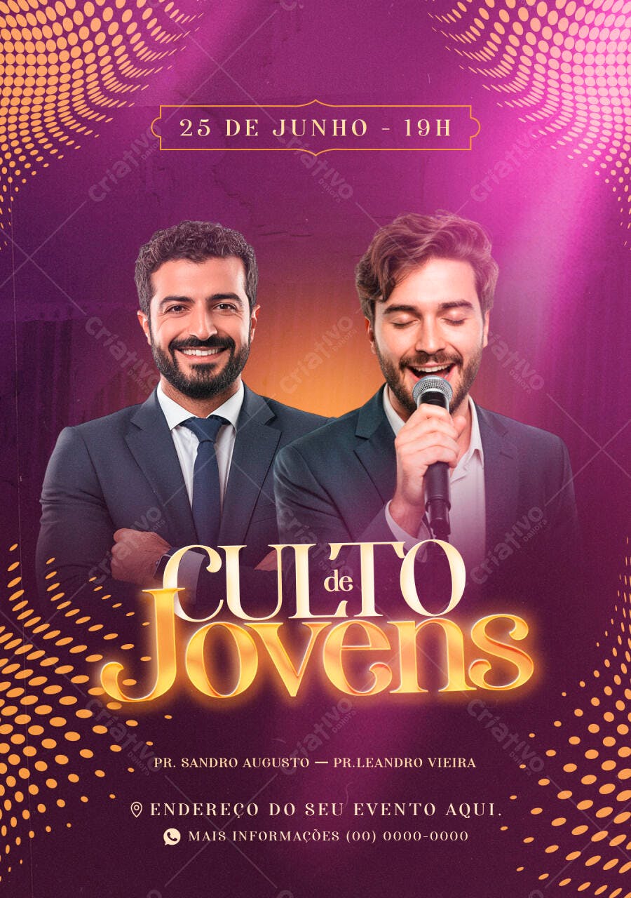 Flyer para Culto de Jovens 25 de Junho PSD Editável