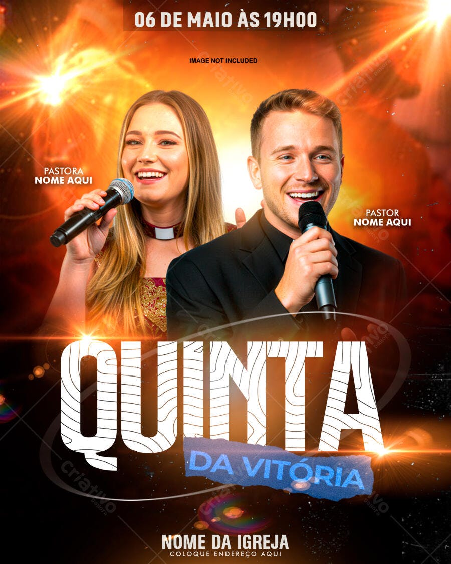 Flyer para Culto de Quinta da Vitória PSD Editável