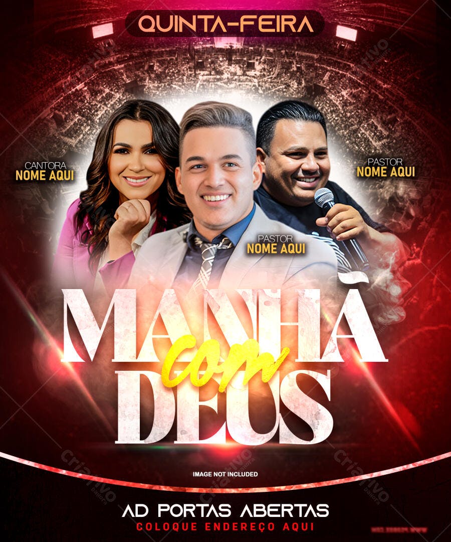 Flyer para Evento Gospel Manhã com Deus PSD Editável