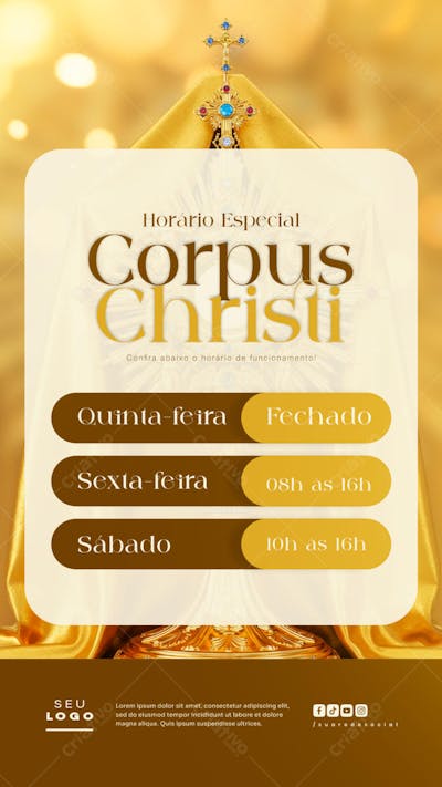 Horário de funcionamento Corpus Christi Comunicado data religiosa Cristã social media story (3)