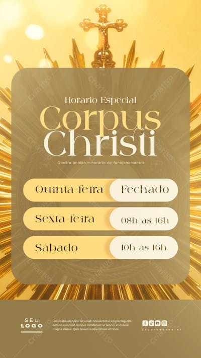 Horário de funcionamento Corpus Christi Comunicado data religiosa Cristã social media story (6)