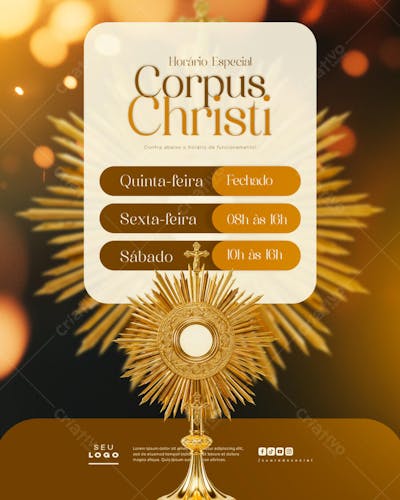 Horário de funcionamento Corpus Christi Comunicado data religiosa Cristã social media feed (6)