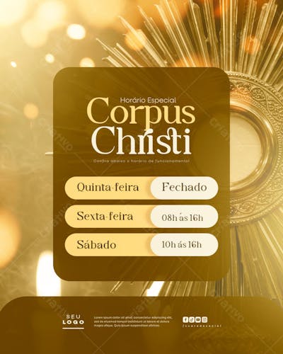 Horário de funcionamento Corpus Christi Comunicado data religiosa Cristã social media feed (4)