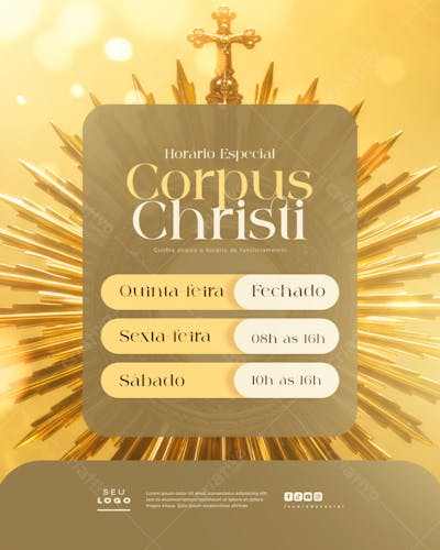 Horário de funcionamento Corpus Christi Comunicado data religiosa Cristã social media feed (2)