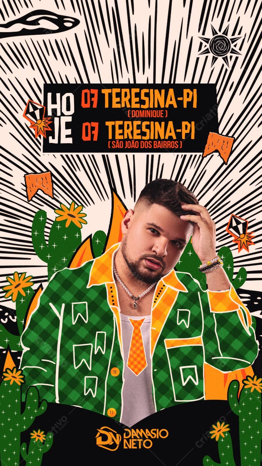 Flyer Festa Junina Damásio Neto PSD Editável