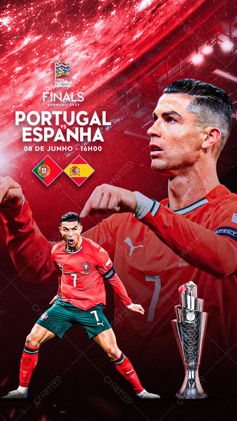 Flyer para Jogo Portugal x Espanha PSD Editável