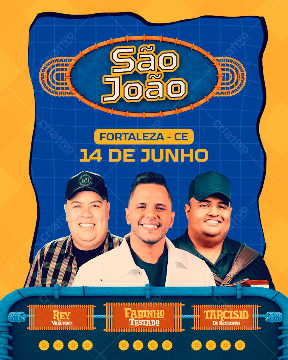 FLYER SÃO JOÃO FORTALEZA FEED PSD EDITAVEL