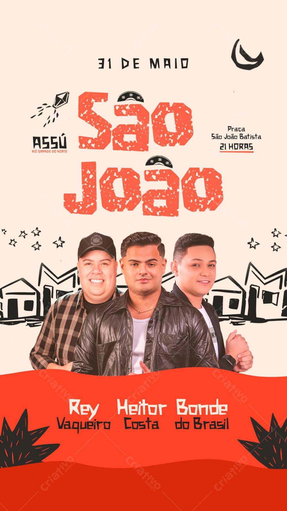 FLYER SÃO JOÃO ASSU STORY PSD EDITAVEL