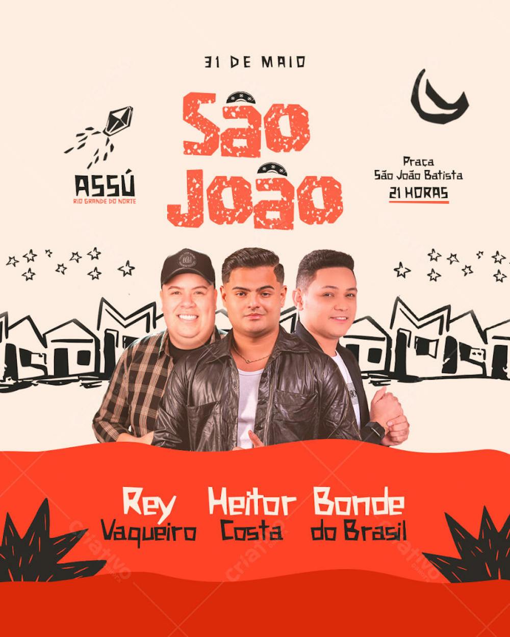 FLYER SÃO JOÃO ASSU FEED PSD EDITAVEL