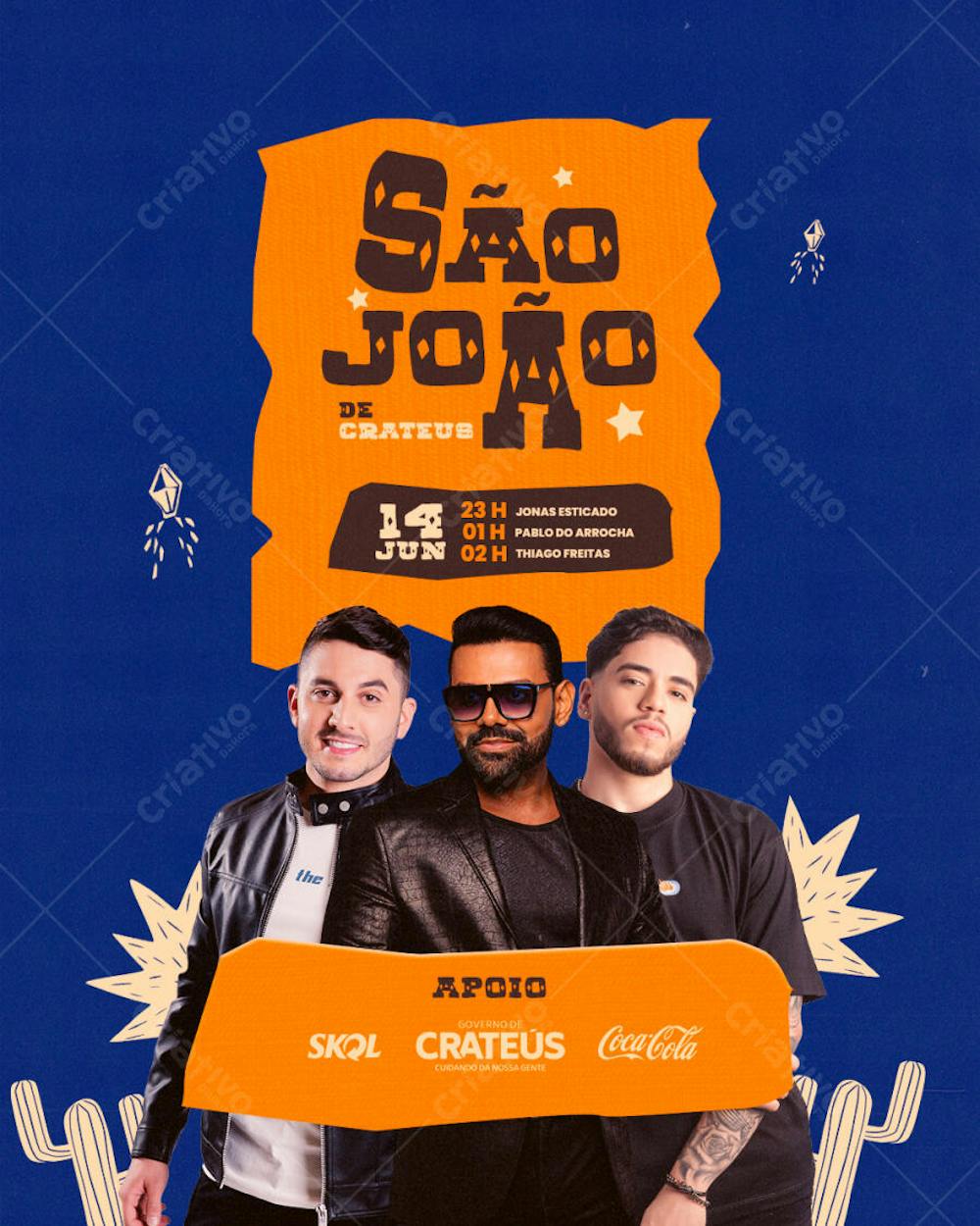 FLYER SÃO JOÃO DE CRATEUS FEED PSD EDITAVEL