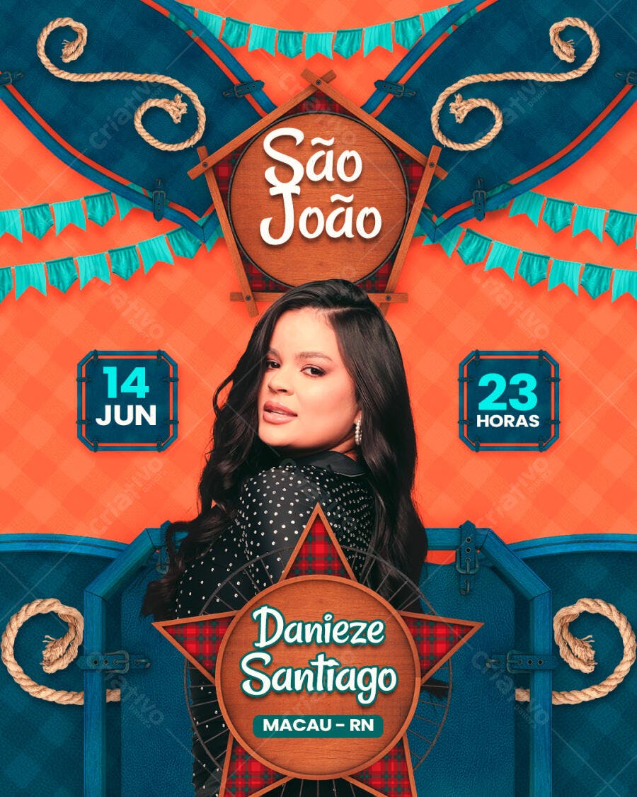 Flyer Festa Junina com Danieze Santiago PSD Editável
