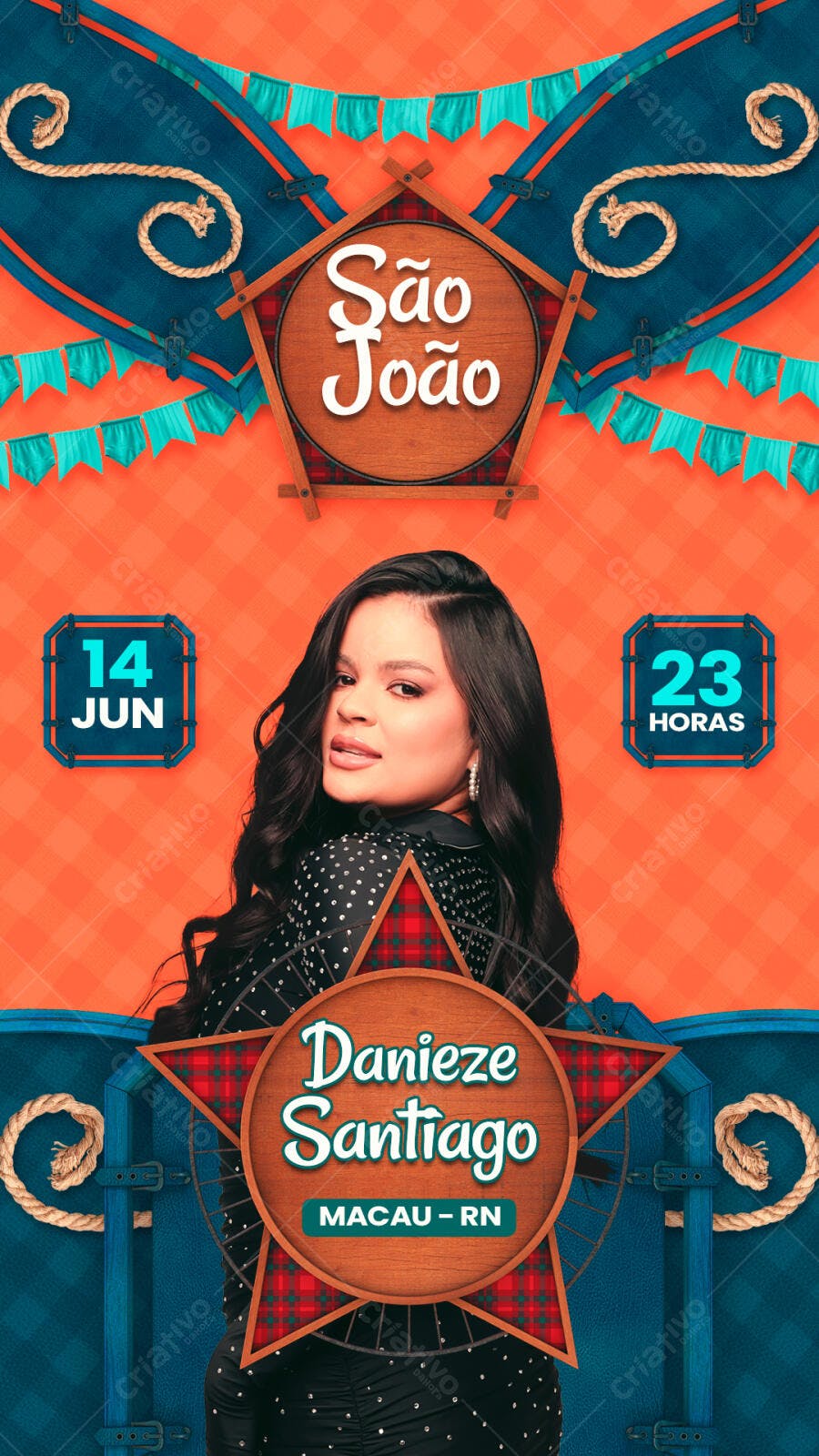 Flyer Festa Junina com Danieze Santiago PSD Editável