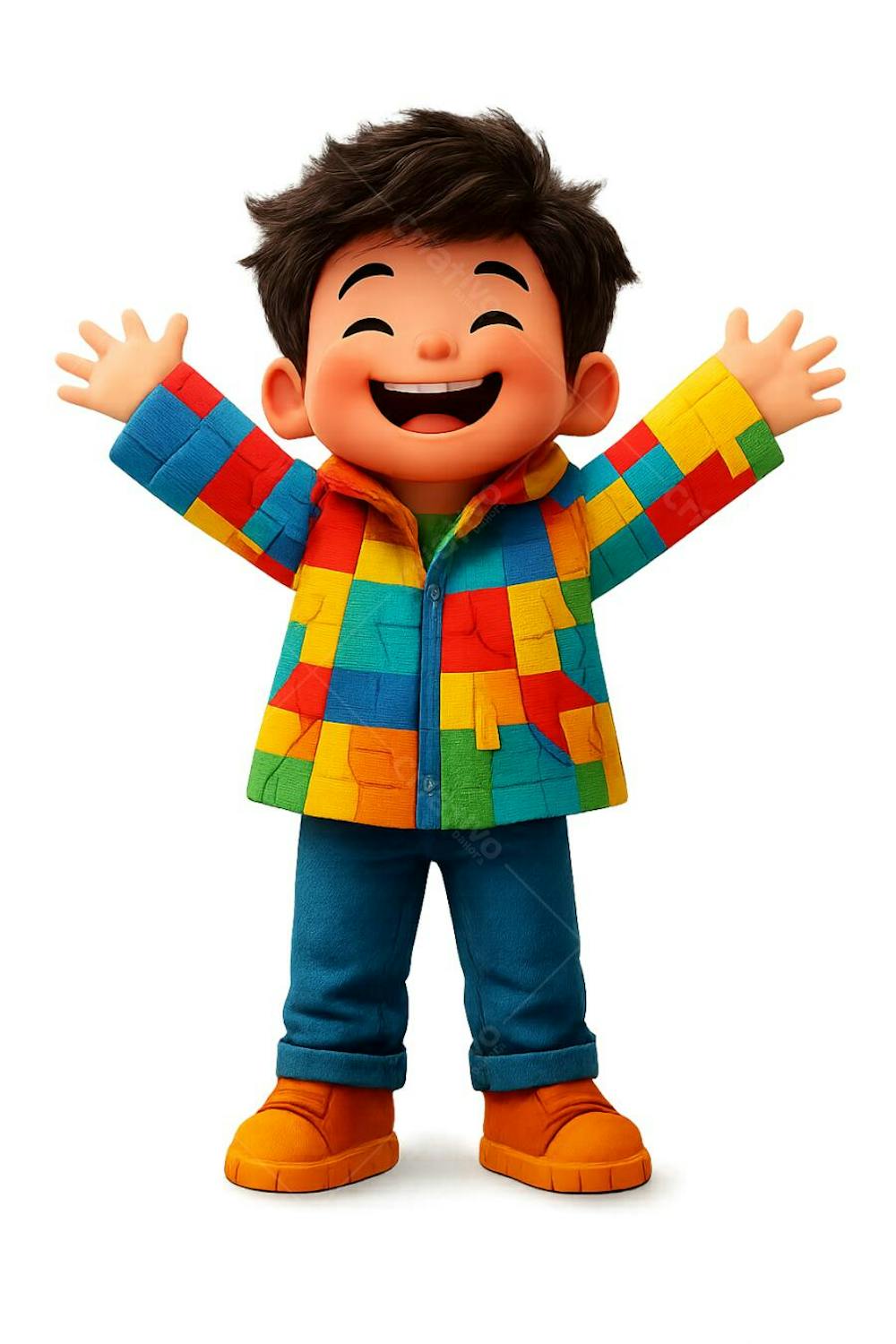 CRIANÇA 3d Autismo Cartoon Roupa Colorida