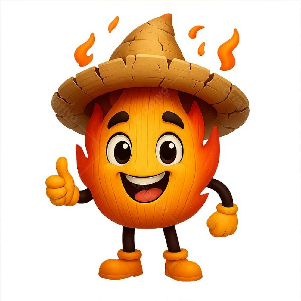 Fogueira São João Cartoon ia PNG