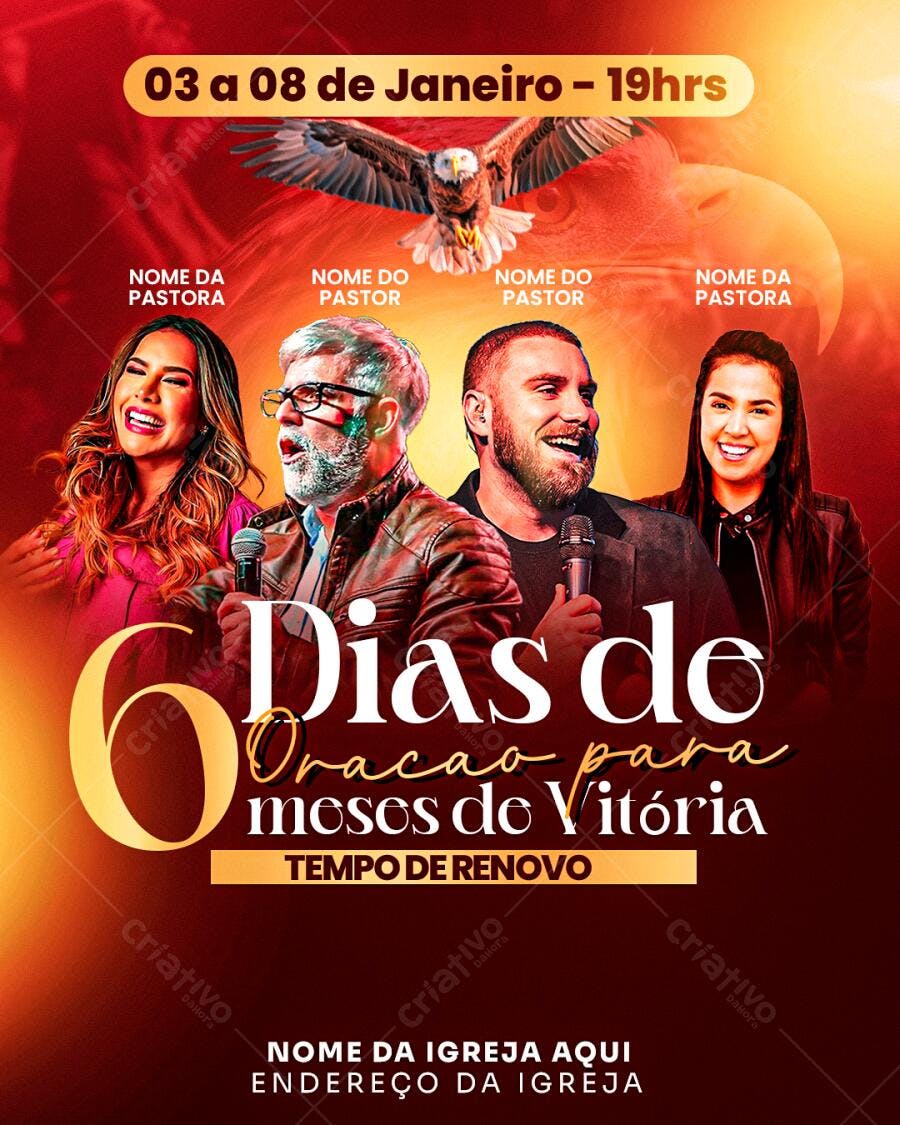 Flyer 6 Dias de Oração para Meses de Vitória PSD Editável