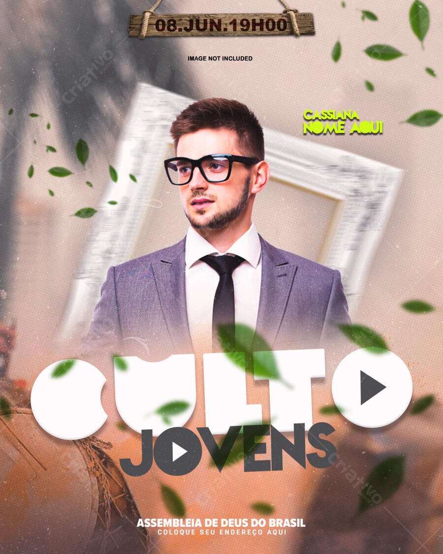 Flyer Culto Jovens 08 de Junho PSD Editável