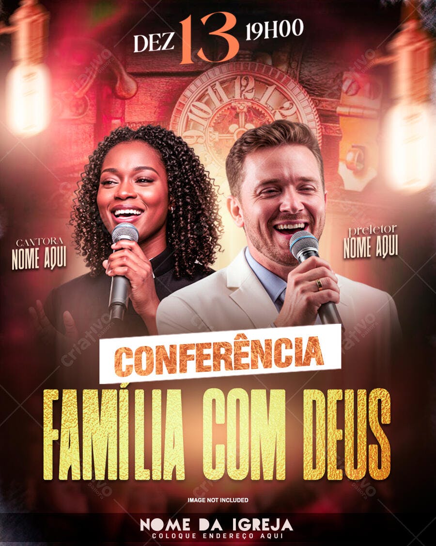 Flyer para Conferência Família com Deus PSD Editável